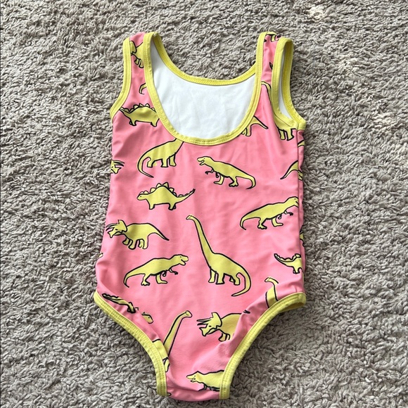 Taylor Joelle Rosie Beachwear Yellow Pink Girls Dinosaur Swimsuit - Picture 5 of 5